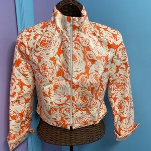 Vintage Emil Rutenberg Rain Zip Up Jacket Big Orange Roses